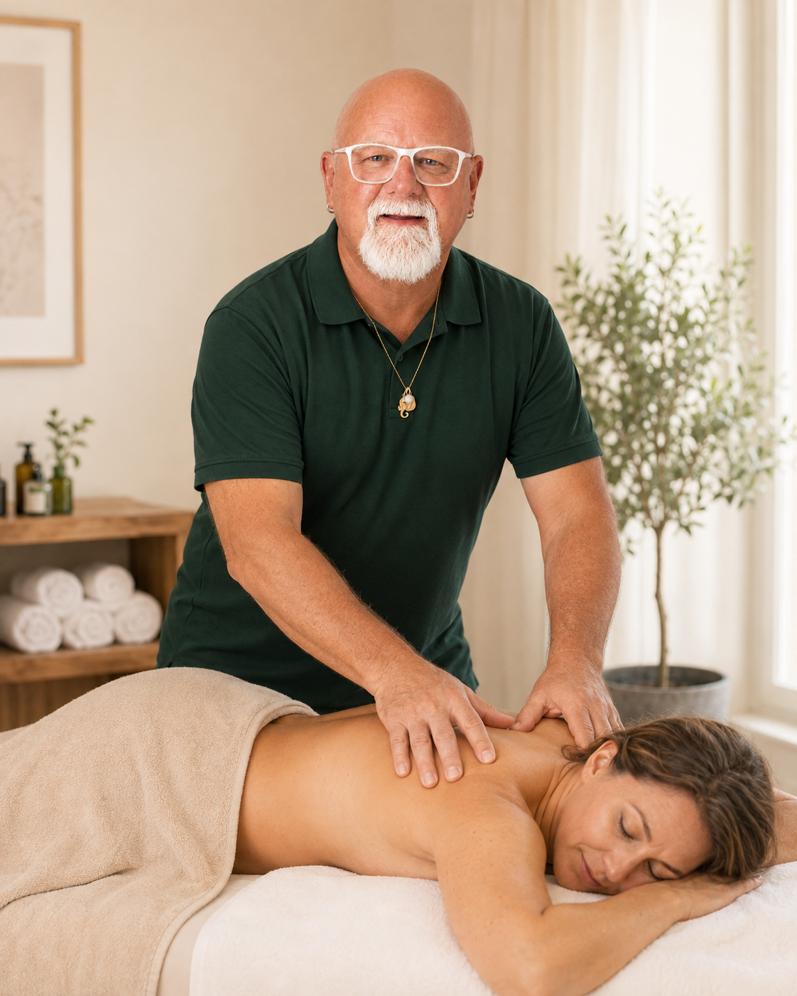 Andreas Schmid bei einer entspannenden Wellness-Massage